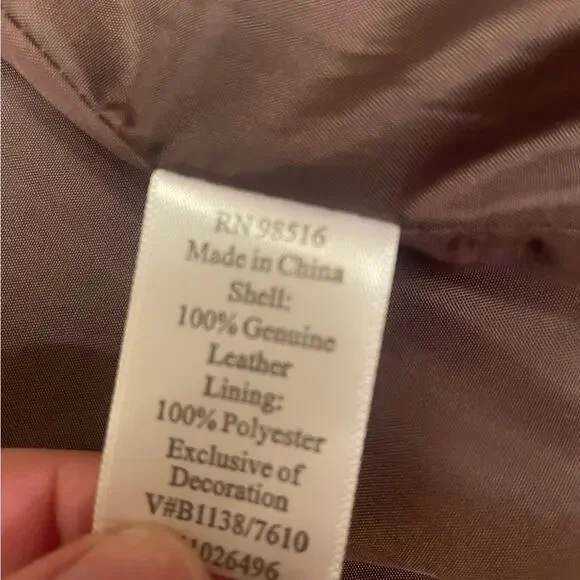 Coldwater Creek brown leather embroidered boho jacket size small